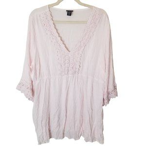 Torrid Womens 3X Light Pink Lace Trim 3/4 Sleeves